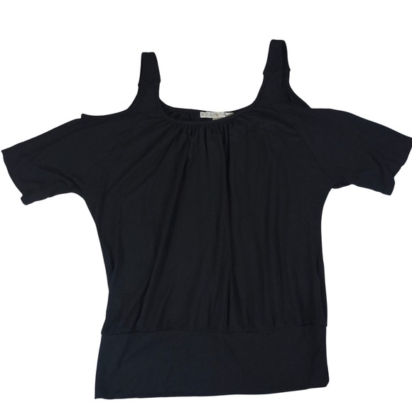 Boston Proper Tops - Boston Proper Black Cold Shoulder Banded Hem Blouson Top Size M USA Made